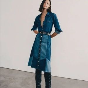 Nili Lotan Patchwork Denim Skirt waist 29”